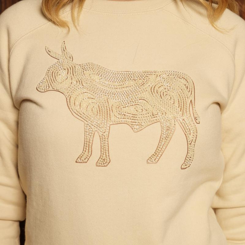 Moremi Embellished Nguni Pullover Sweat - Ivory