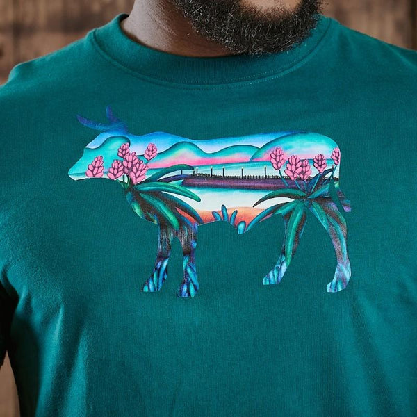 Midnight Ocean Infill Crew Tee - Teal - Kingsley Heath