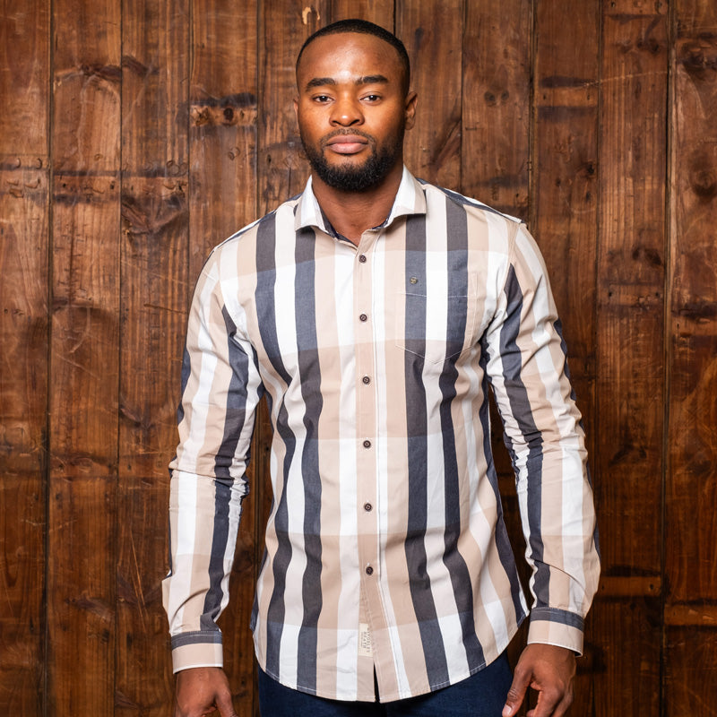 Tulbagh Striped Slim Fit Shirt Pelican