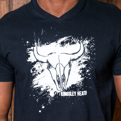 Inky Scratch Skull V-Neck Tee Mamba