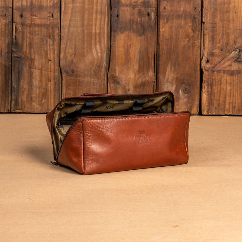 Kingsley Heath Angled Handle Toiletry Bag Tan