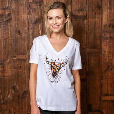 Shattered Skull V-Neck Shabby Tee Pelican