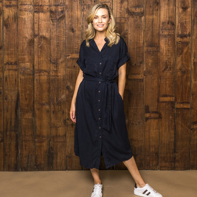 Savuti Short Sleeve Shirt Dress Midnight