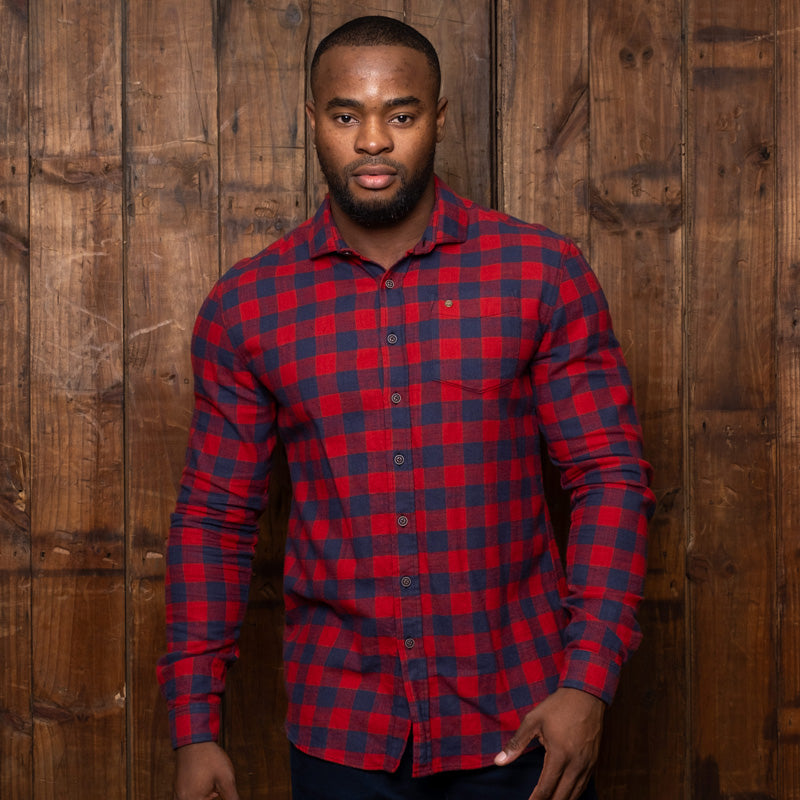 Plaid Slim Flannel Men's Scotch Plaid Flannel Shirt, Slim Fit