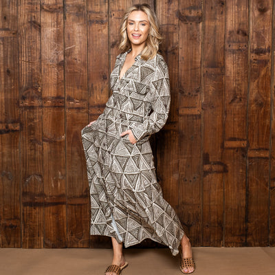 Geo Tribal Shirt Dress Fatigue