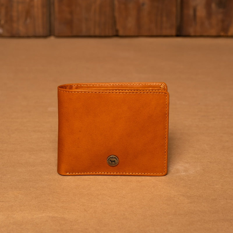 Kingsley Heath Branded Disk Cardholder Wallet Tan/Brass