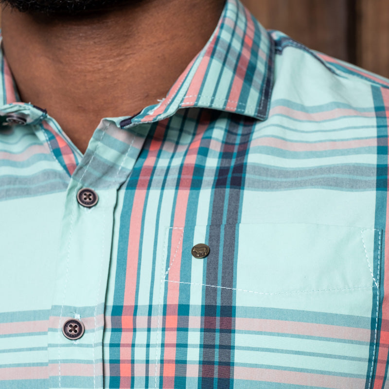 Clarens Checked Slim Fit Shirt Seafoam