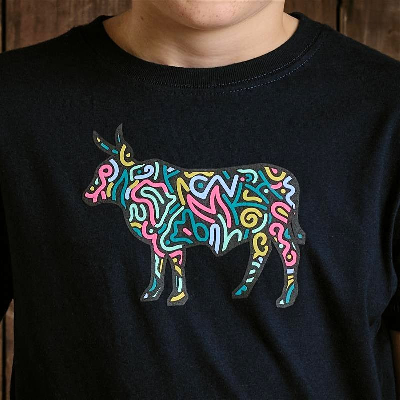 Large Squiggle Nguni Crew Tee - Midnight