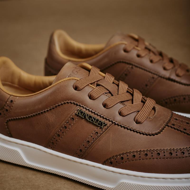 Kingsley T-Toe Wordmark Sneaker - Tan