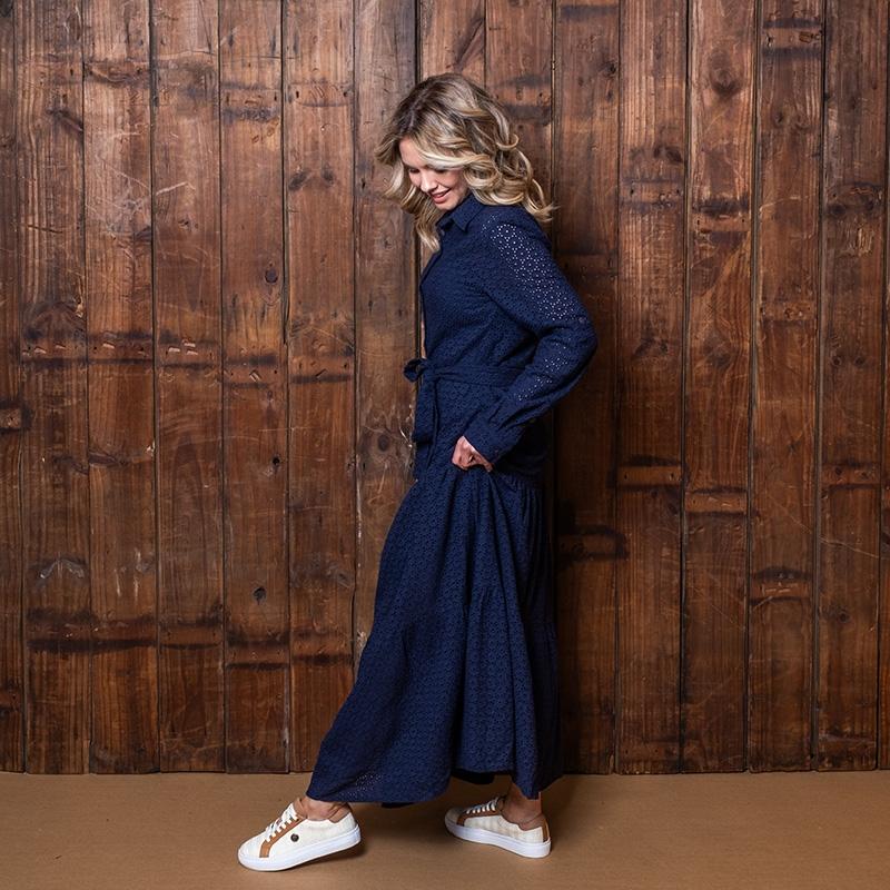 Anglais Tiered Shirt Dress  - Midnight