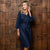 African Luxury V-Notch Linen Dress Midnight