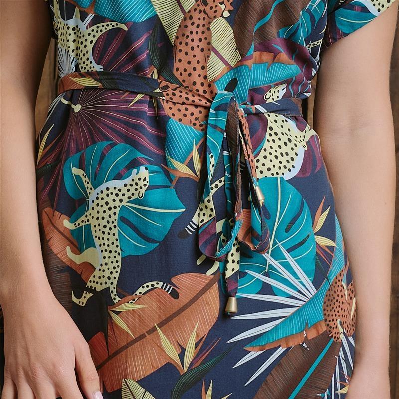 Feline Luxe Belted Shift Dress - Midnight