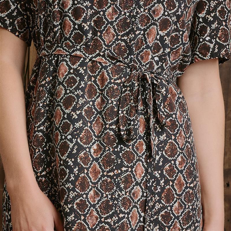 Luxe Reptile Midi Dress - Sable