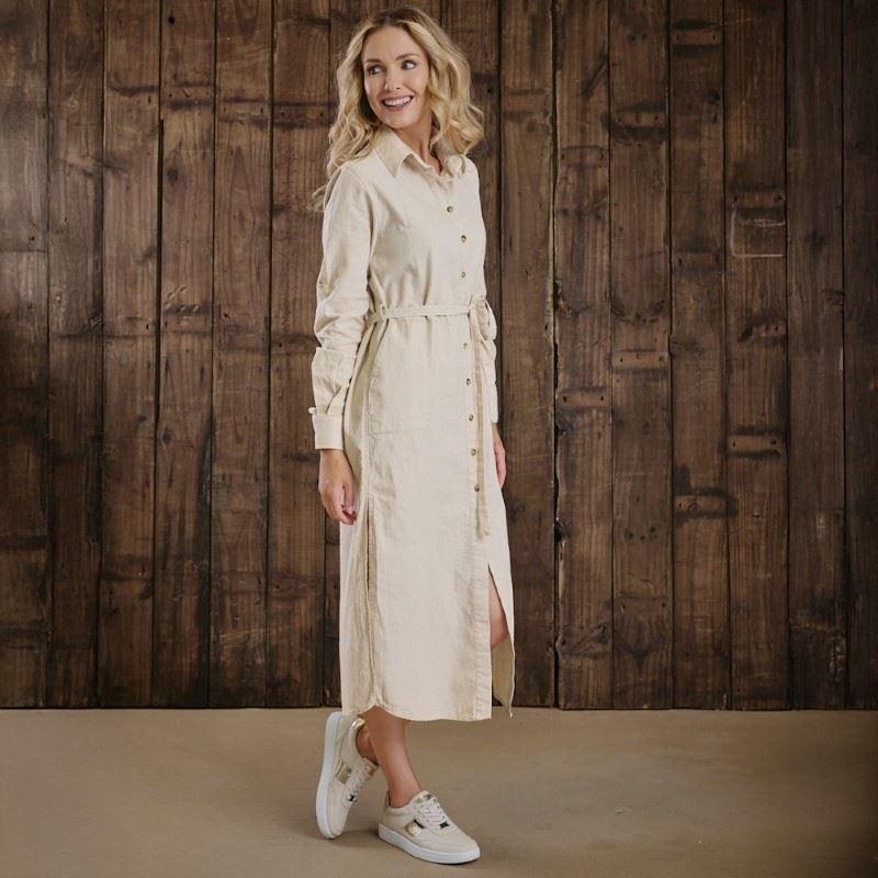 Kingsley Summer Linen Shirt Dress - Sand