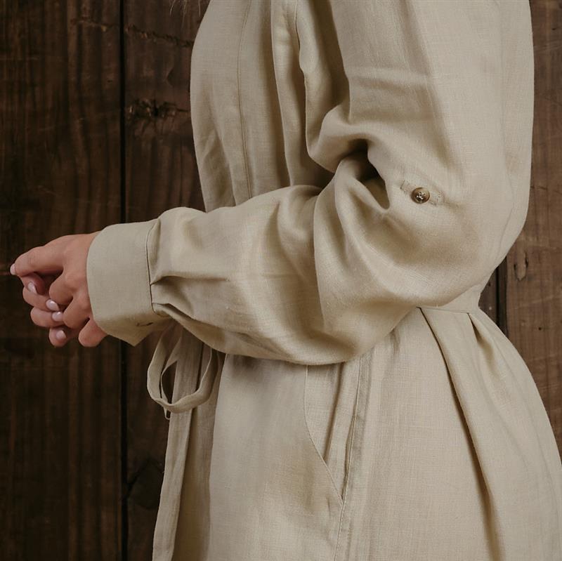 Kingsley Summer Linen Shirt Dress - Sand