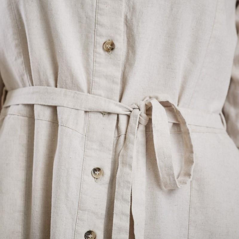 Kingsley Summer Linen Shirt Dress - Sand