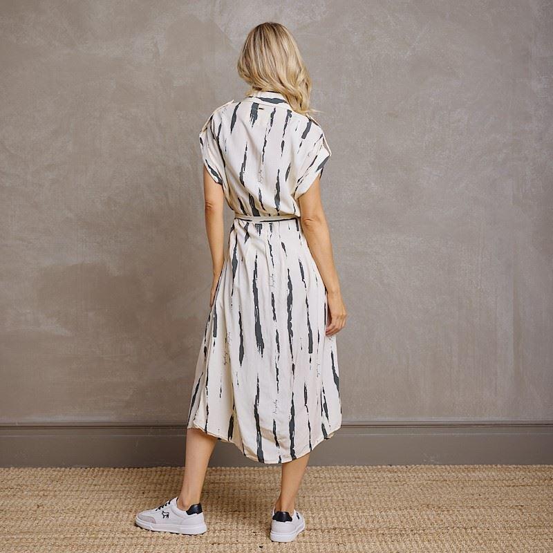 Kingsley African Strokes Shirt Dress - Ivory