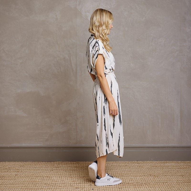 Kingsley African Strokes Shirt Dress - Ivory