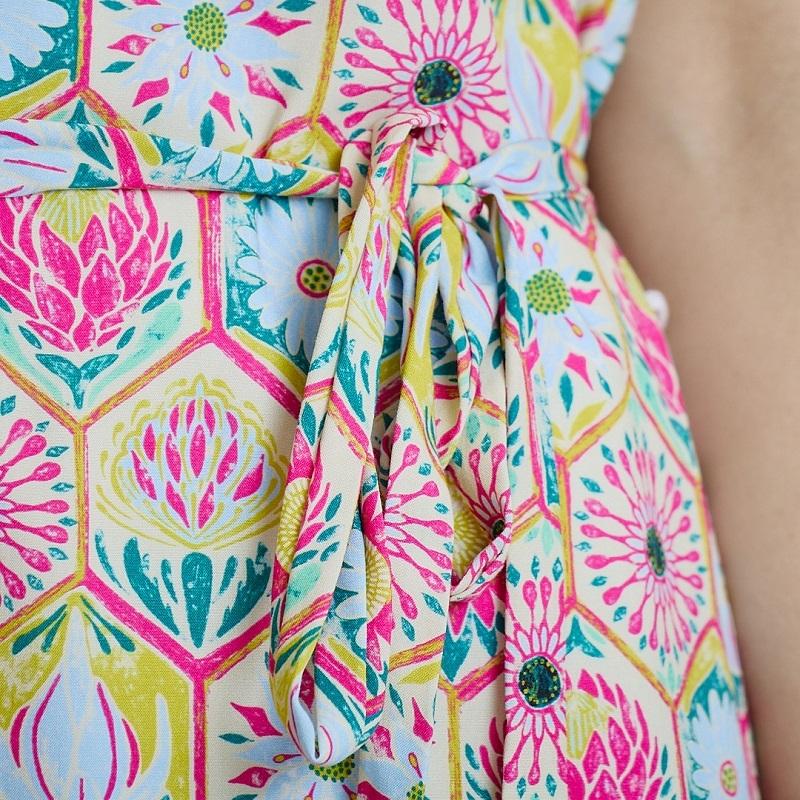 Kingsley Moroccan Protea Classic Maxi Dress - Fatigue