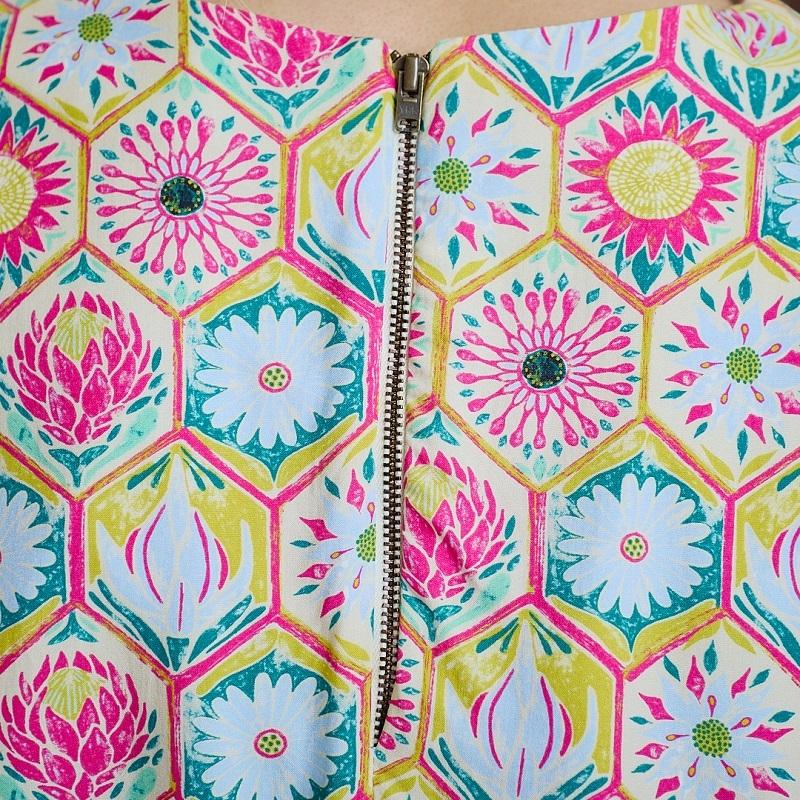 Kingsley Moroccan Protea Classic Maxi Dress - Fatigue