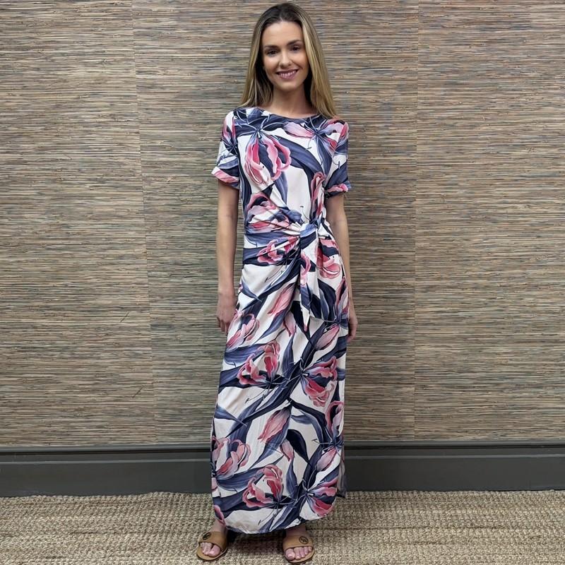 Kingsley Whimsical Botanical Wrap Maxi Dress - Ivory