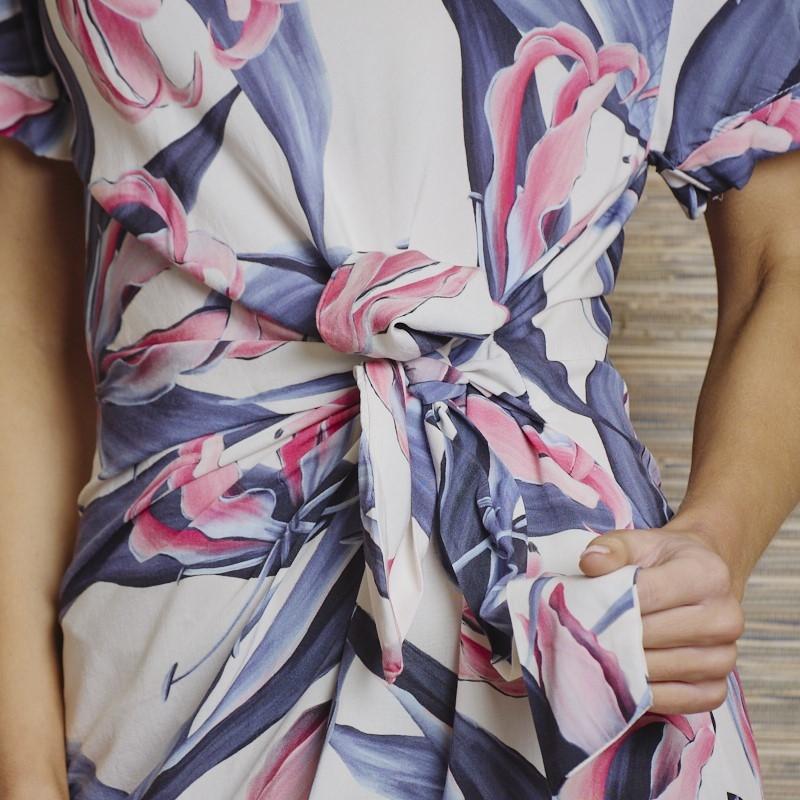 Kingsley Whimsical Botanical Wrap Maxi Dress - Ivory