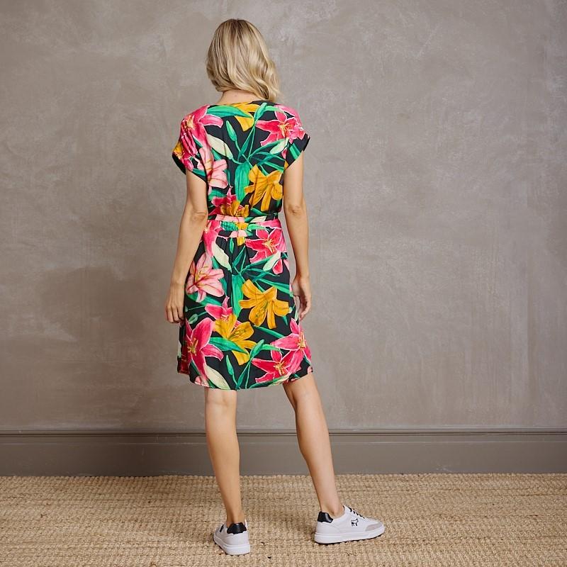 Kingsley Dark Floral Shirt Midi Dress - Mamba