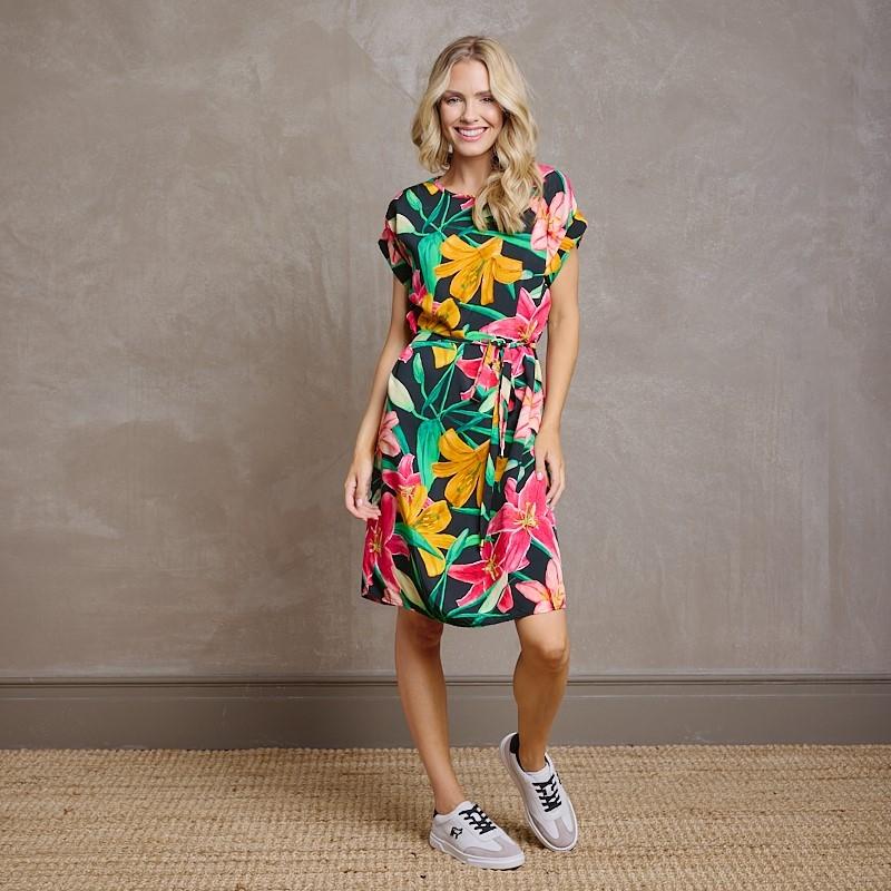 Kingsley Dark Floral Shirt Midi Dress - Mamba