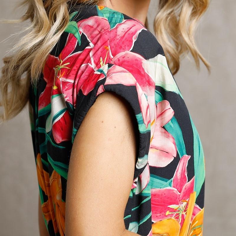 Kingsley Dark Floral Shirt Midi Dress - Mamba