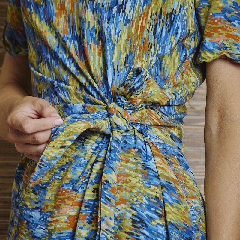 Aqua Shards Maxi Wrap Dress - Aqua