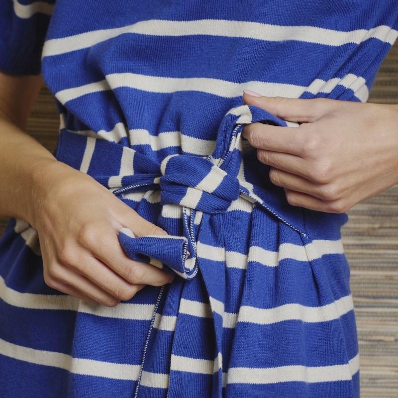Summer Vibes Belted Midi Knit Dress - Marine