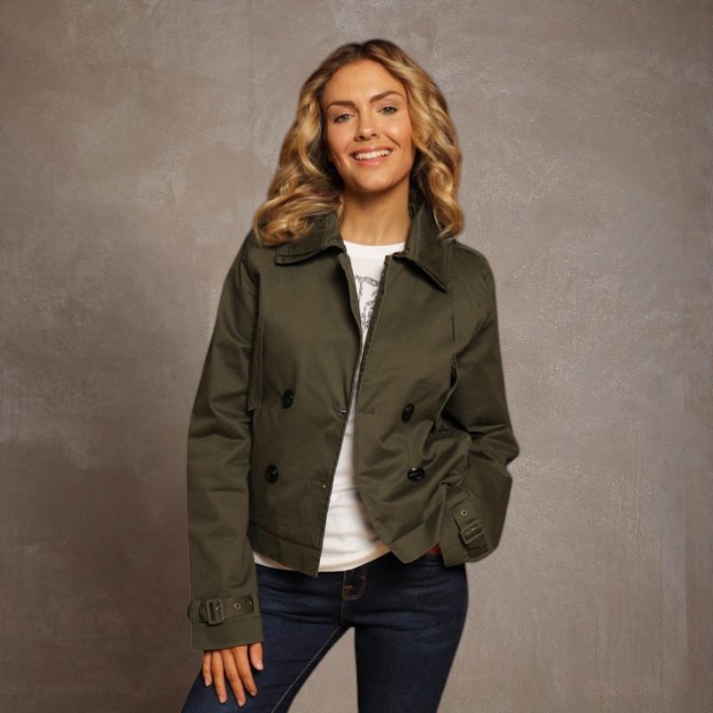 Simons Town Cropped Trench Jacket - Fatigue - Kingsley Heath