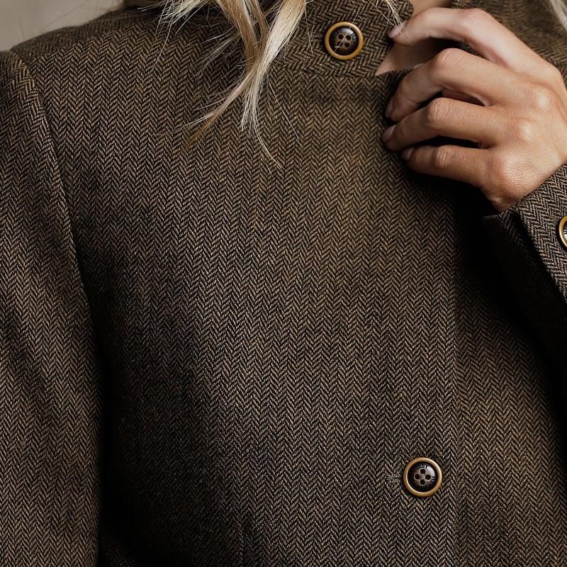 Bishops Court Luxe Collar Tweed Blazer - Rust