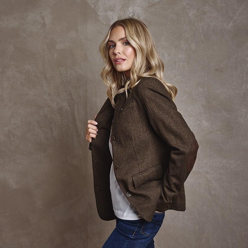 Bishops Court Luxe Collar Tweed Blazer - Rust
