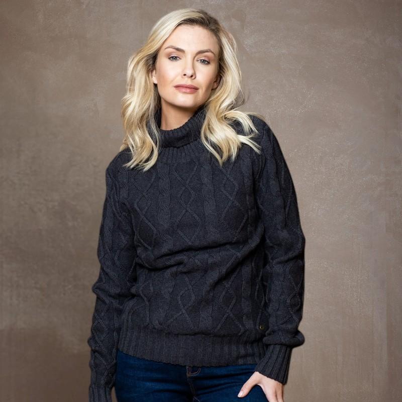 Chunky Cable Knit Pullover Knit Gravel - Gravel - Kingsley Heath