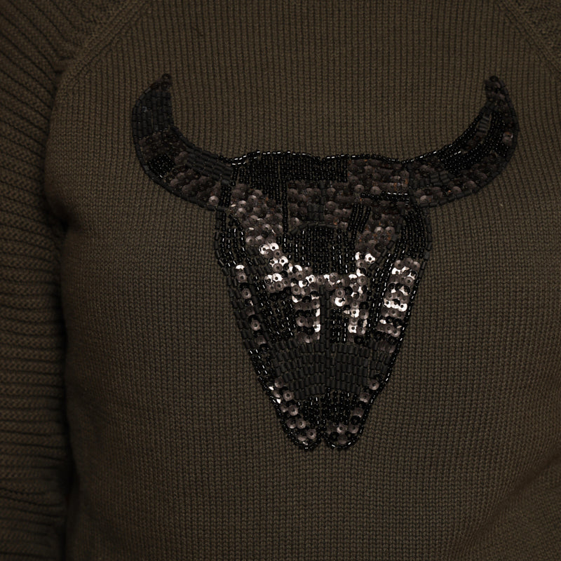 Kingsley Etosha Skull Pullover Knit - Fatigue