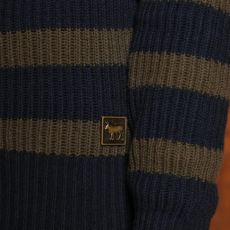 Kingsley Thula Striped Quarter Zip Knit - Midnight