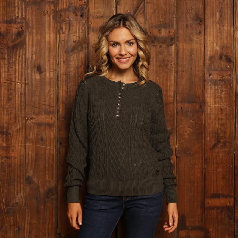 Kingsley Nambiti Cable Pullover Knit - Fatigue