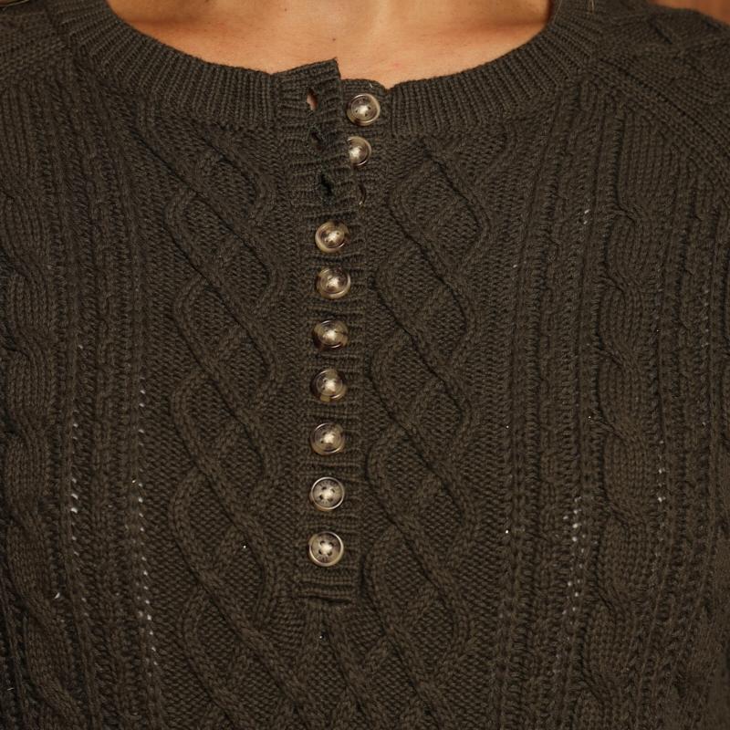 Kingsley Nambiti Cable Pullover Knit - Fatigue