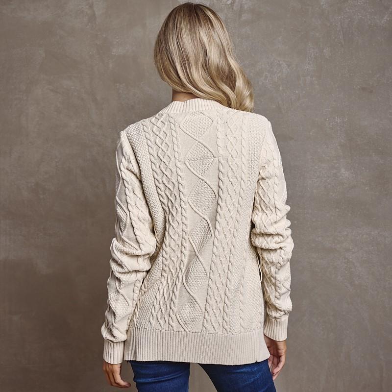 Cable Belted Cardi Knit - Ivory