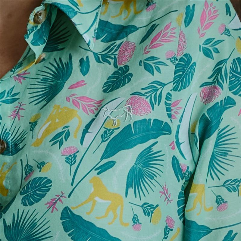 Kingsley Cheetah Elements Shirt - Seafoam