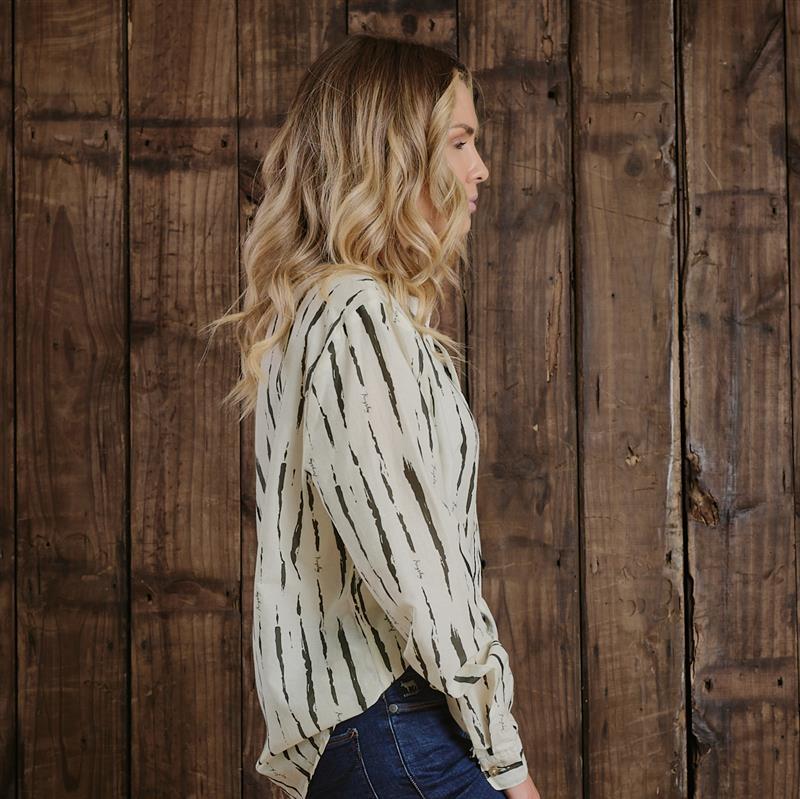 Kingsley African Strokes Shirt  - Ivory