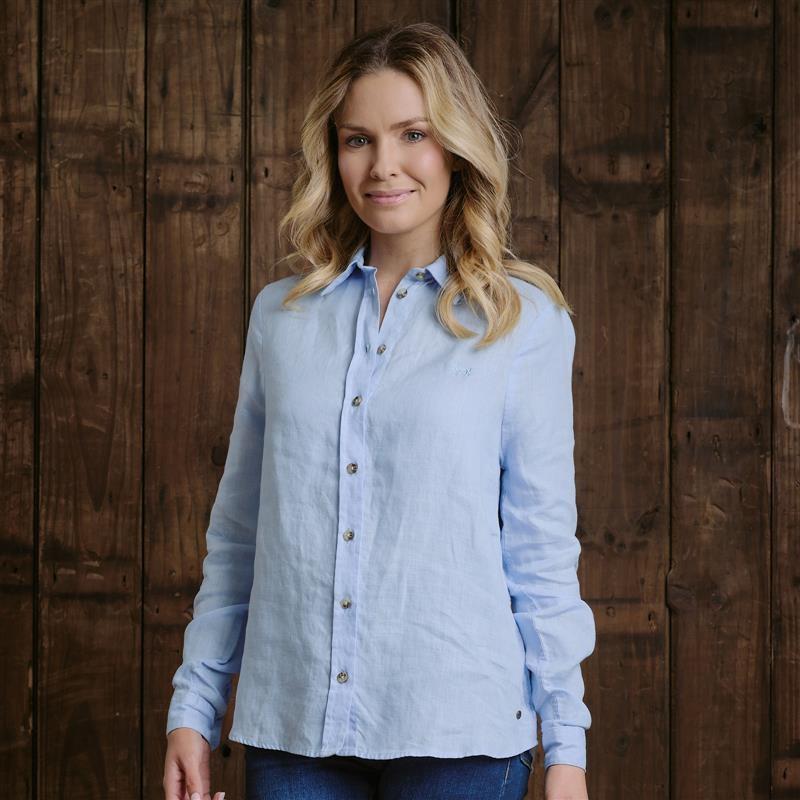Kingsley Cape Lux Linen Shirt  - Sky