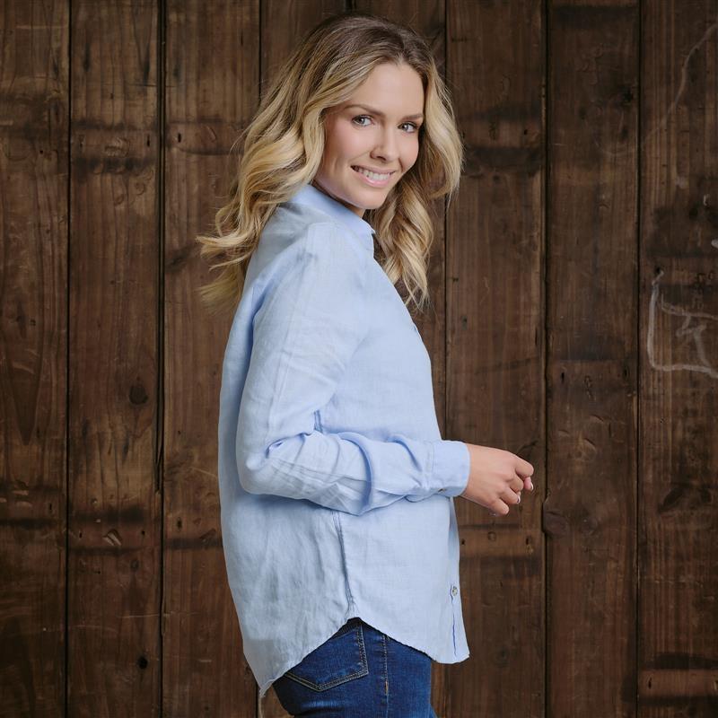 Kingsley Cape Lux Linen Shirt  - Sky