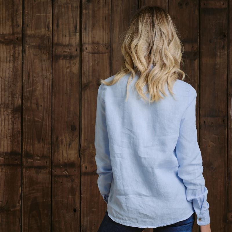 Kingsley Cape Lux Linen Shirt  - Sky