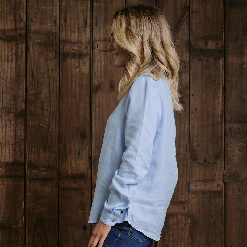 Kingsley Cape Lux Linen Shirt  - Sky