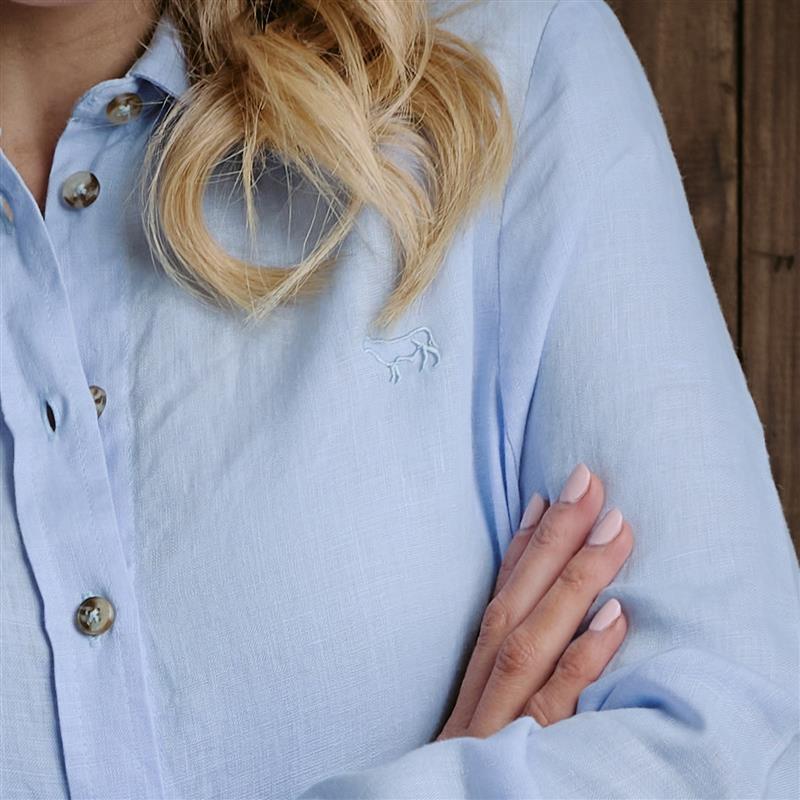 Kingsley Cape Lux Linen Shirt  - Sky