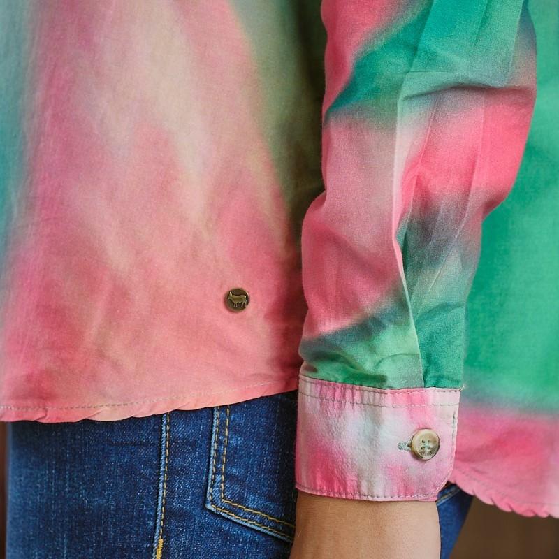 Kingsley Bold Floral Kaleidoscope Silk Blend Slim Fit Shirt  - Teal