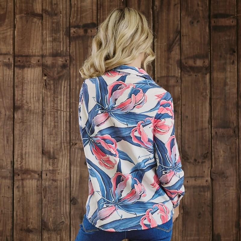 Kingsley Whimsical Botanical Silk Blend Slim Fit Shirt - Ivory