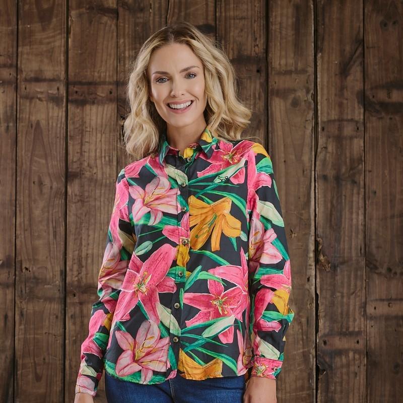 Kingsley Dark Floral Silk Blend Slim Fit Shirt - Mamba